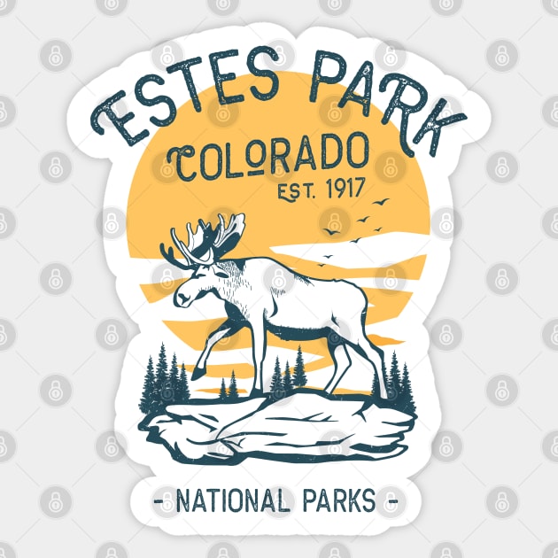 Estes Park Colorado National Park Moose Sunset Sticker by Fitastic